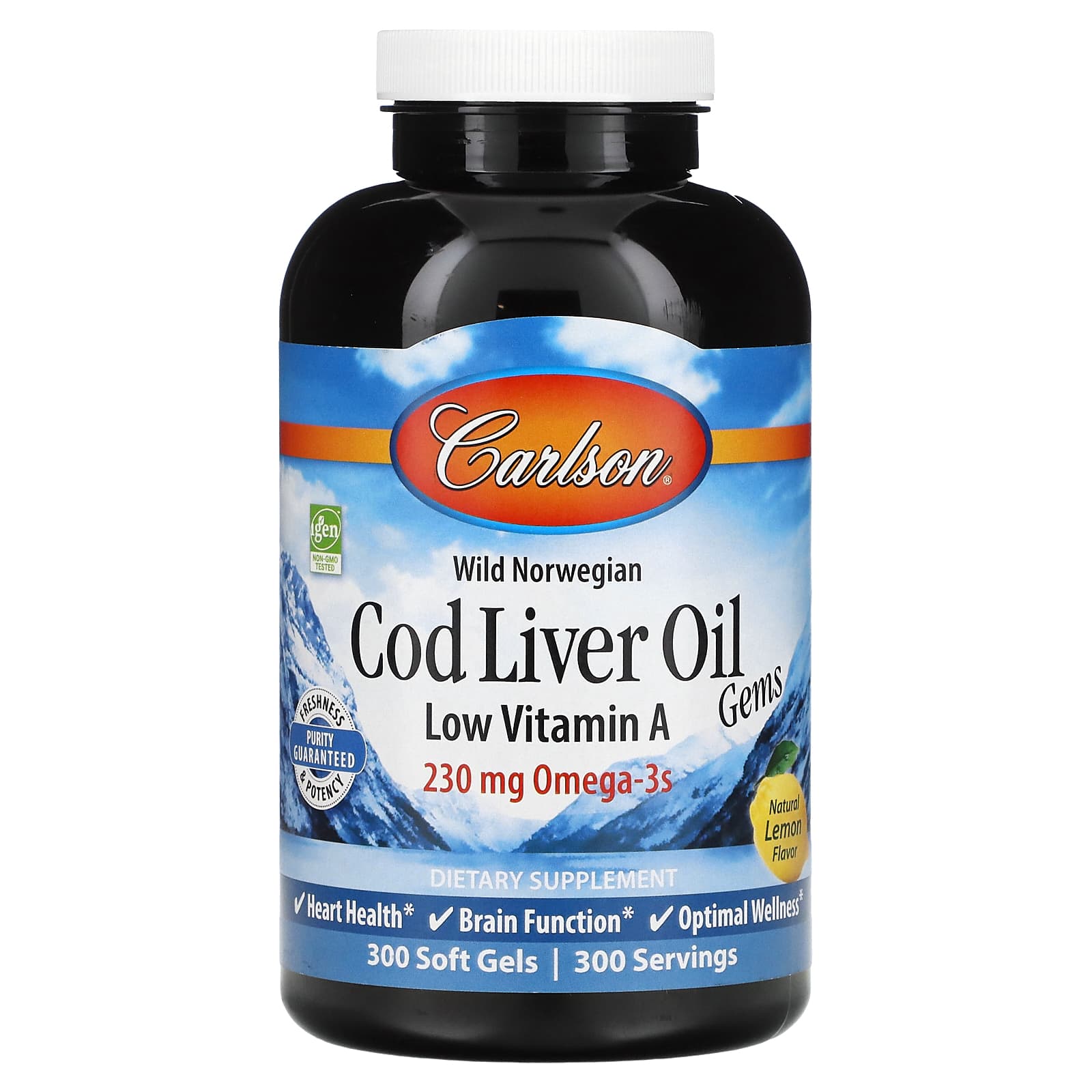 Carlson Labs, Low A Cod Liver Oil, 300 Softgels UPC 088395013935 | HiLife Vitamins