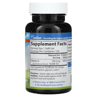 Carlson Labs, D3 100 Mcg (4000 IU), 120 Softgels UPC 088395014314 | HiLife Vitamins