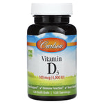 Carlson Labs, D3 100 Mcg (4000 IU), 120 Softgels UPC 088395014314 | HiLife Vitamins