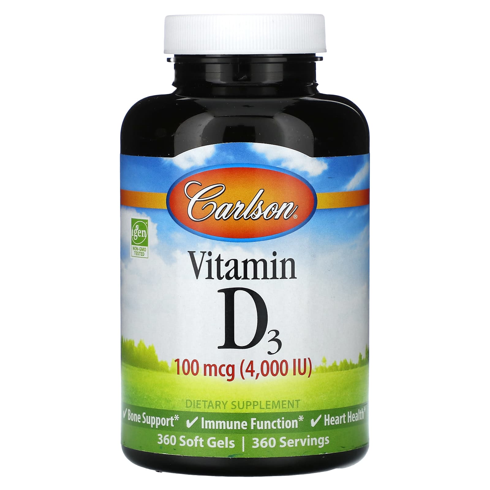 Carlson Labs, D3 4000 IU, 360 Softgels - 088395014338 | Hilife Vitamins