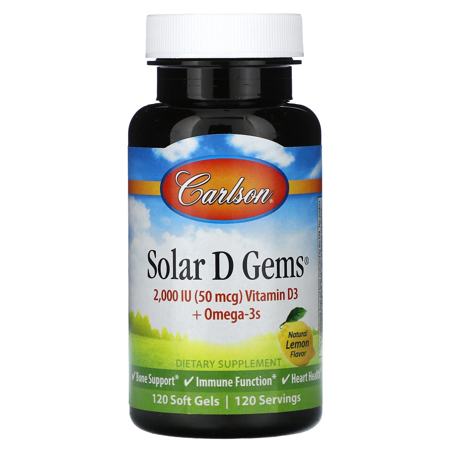 Carlson Labs, Solar D Gems 2000 IU, 120 Softgels - 088395014710 | Hilife Vitamins