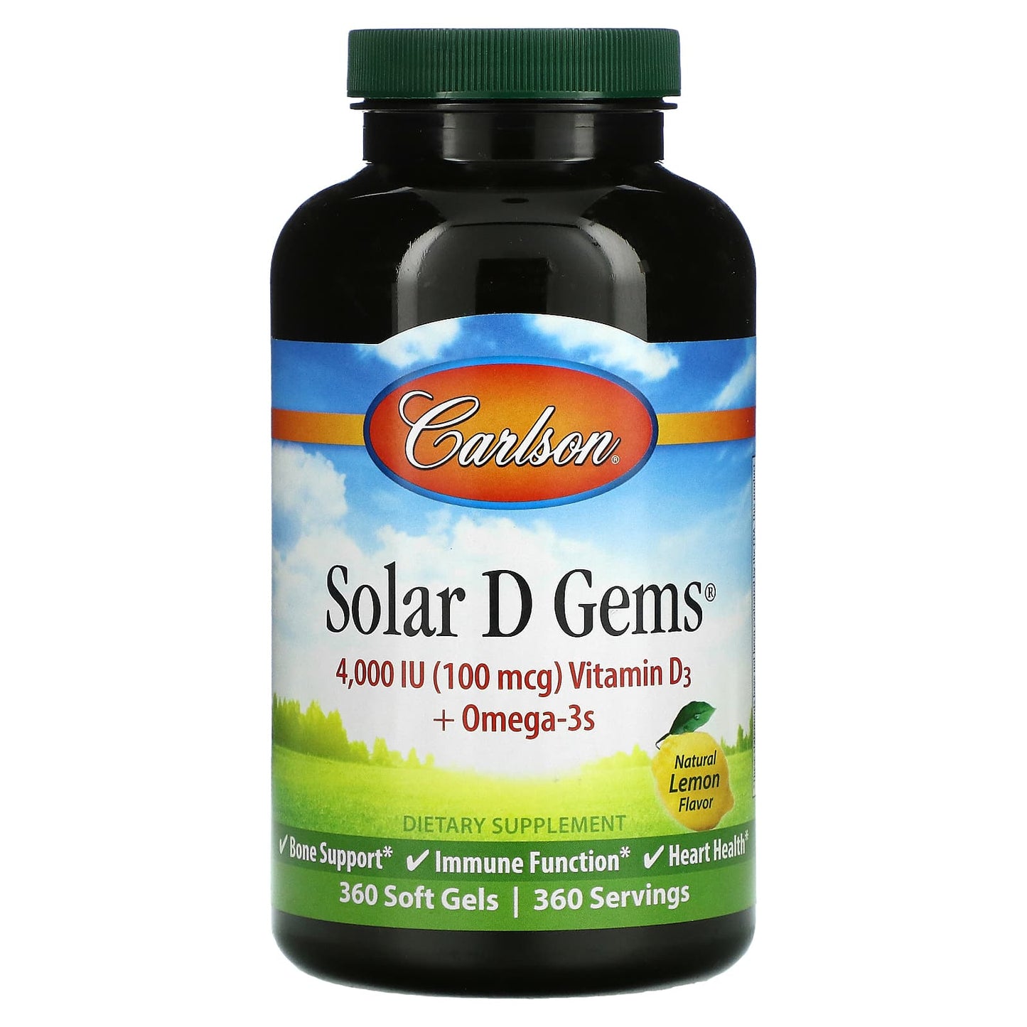 Carlson Labs, Solar D Gems 4000 IU, 360 Softgels UPC 088395014833 | HiLife Vitamins
