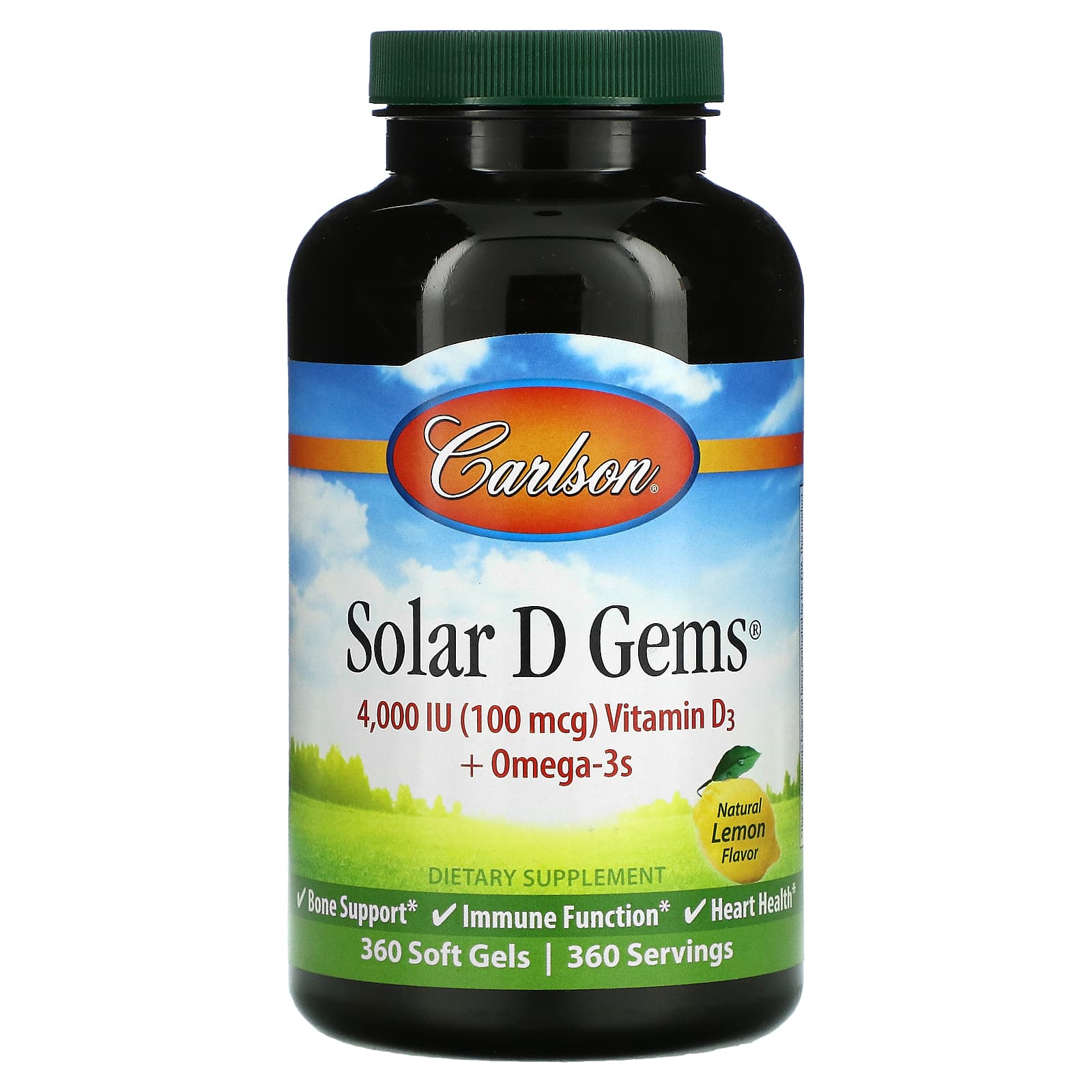 Carlson Labs, Solar D Gems 4000 IU, 360 Softgels UPC 088395014833 | HiLife Vitamins