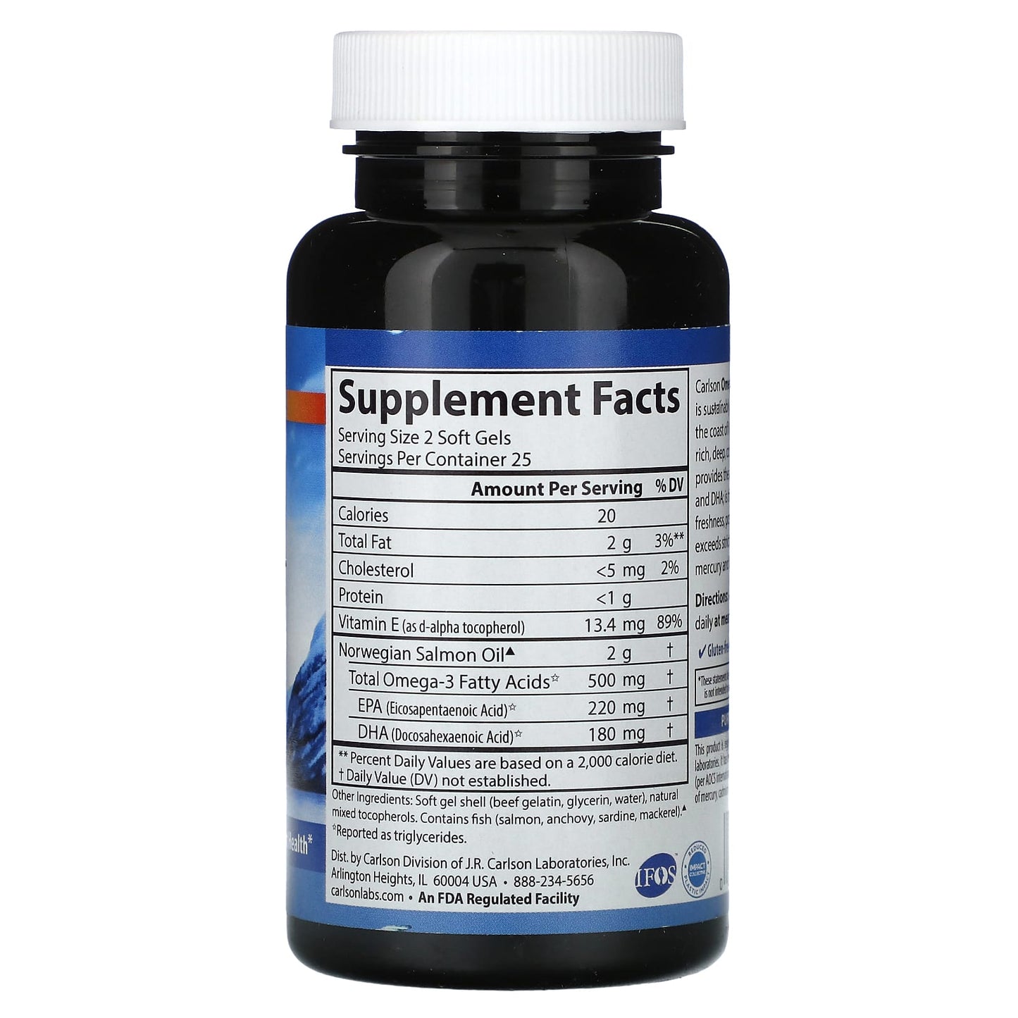 Carlson Labs, Norw Salmon Oil, 50 Softgels UPC 088395015021 | HiLife Vitamins