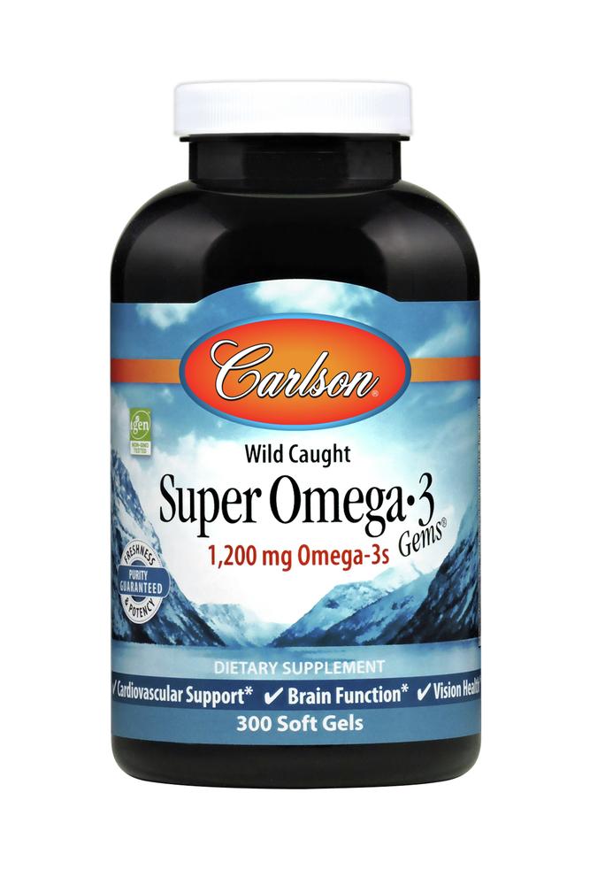 Carlson Labs, SUPER OMEGA-3 GEMS, 300 Softgels UPC 088395015236 | HiLife Vitamins