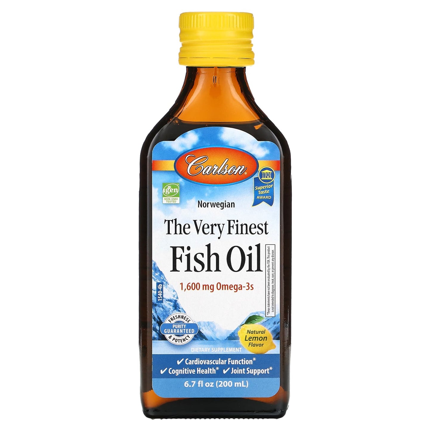 Carlson Labs, The Very Finest Fish Oil 200ml Lemon, 6.7 Oz UPC 088395015403 | HiLife Vitamins
