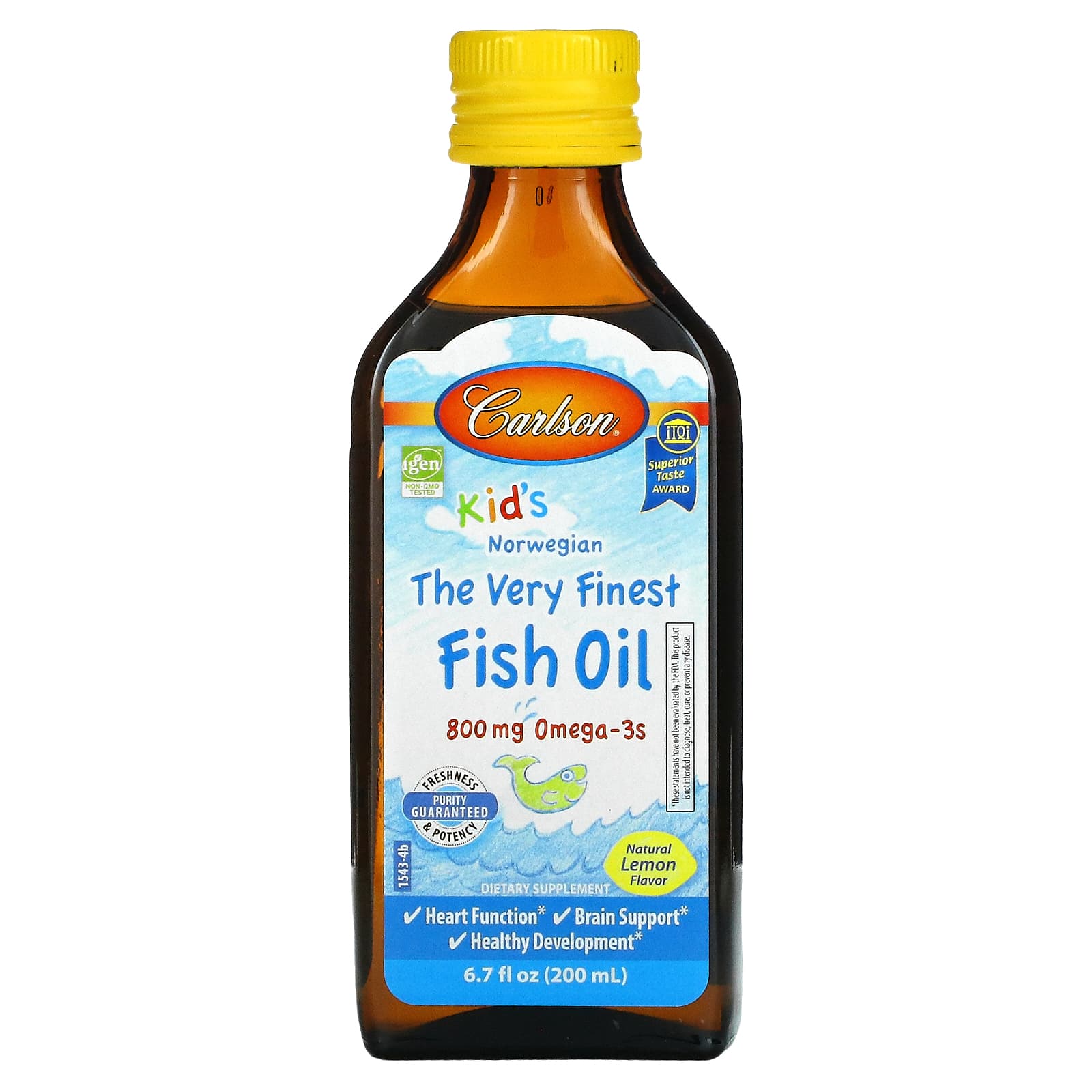 Carlson Labs, Kids fish oil lemon, 250 ml UPC 088395015434 | HiLife Vitamins