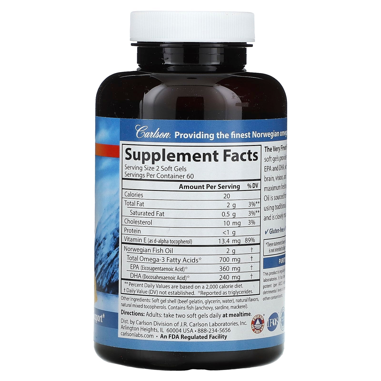 Carlson Labs, VFFO Lemon, 120 Softgels UPC 088395016318 | HiLife Vitamins