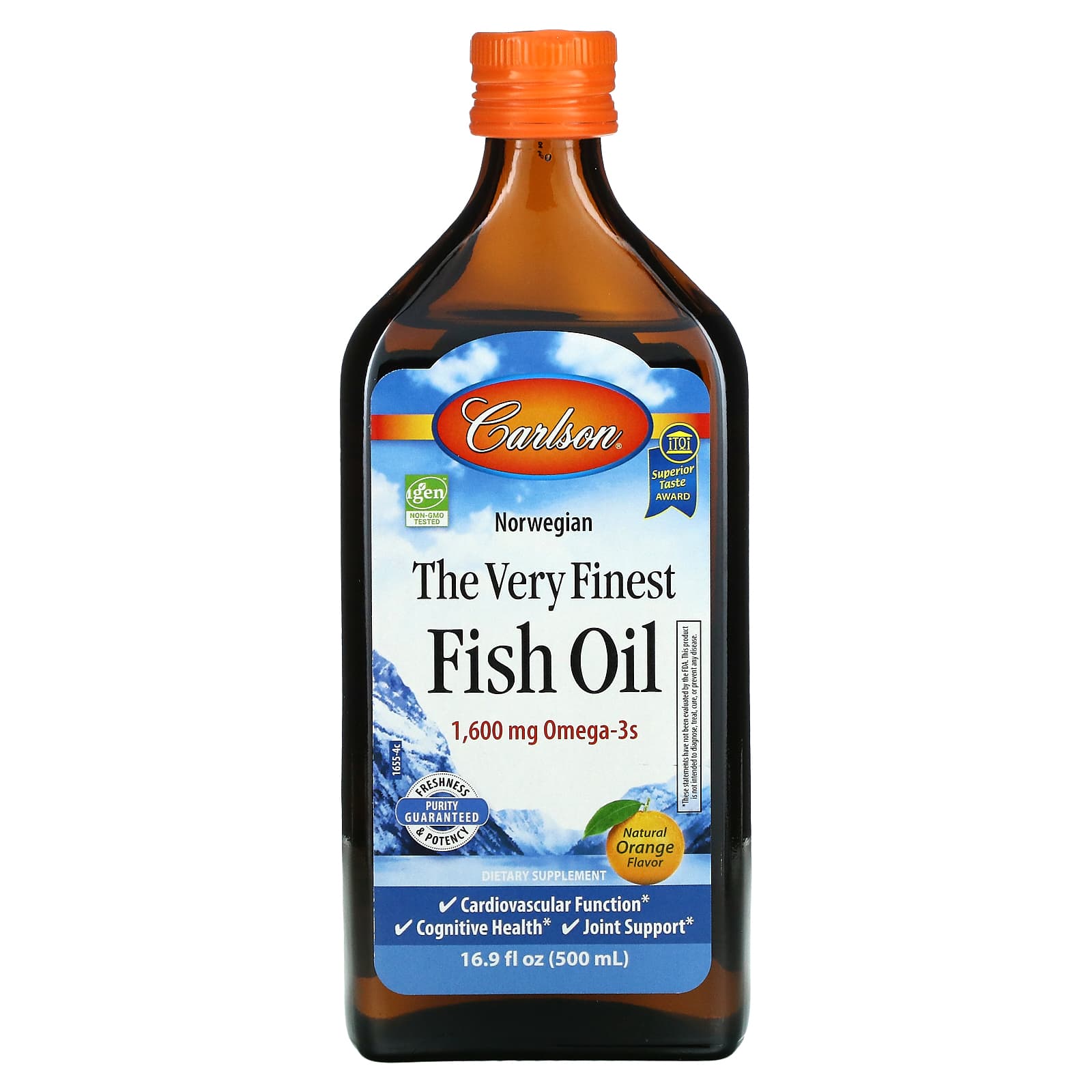 Carlson Labs, Very Finest Fish Oil Orange, 16.9 Oz UPC 088395016554 | HiLife Vitamins