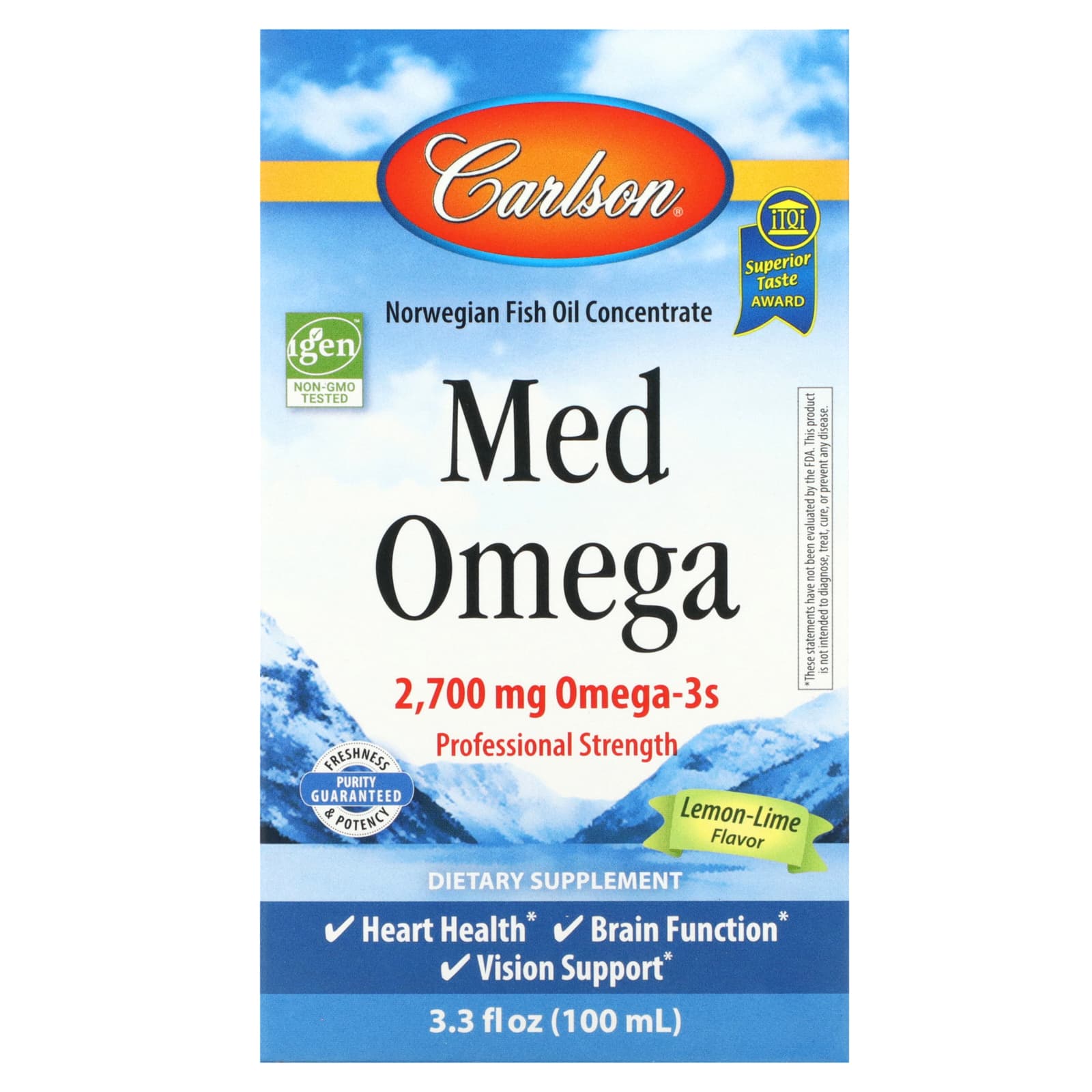 Carlson Labs, Med Omega Fish Oil 2700 mg, 3.3 Oz UPC 088395017018 | HiLife Vitamins