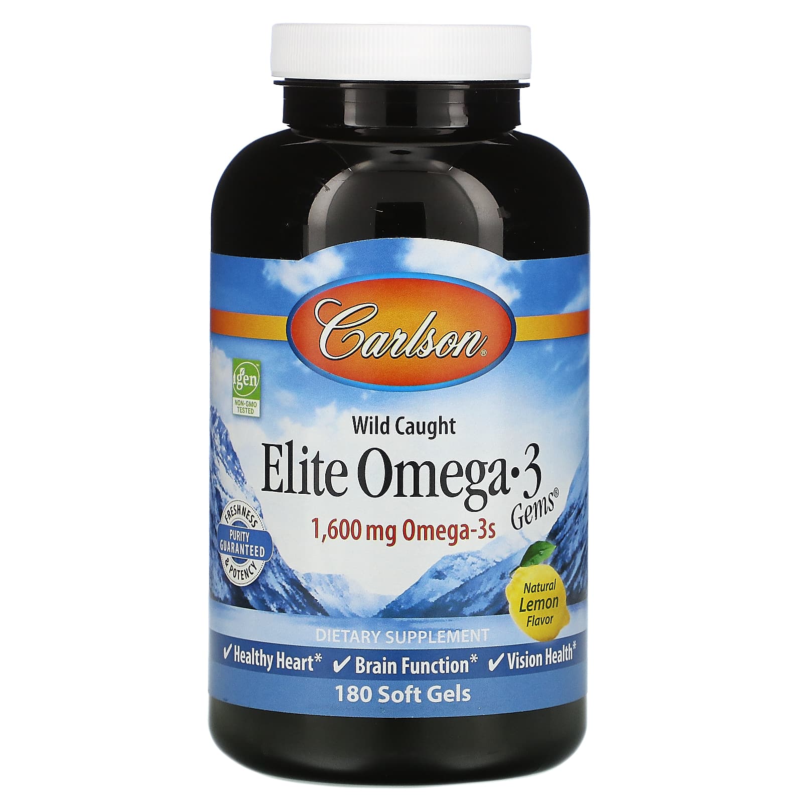 Carlson Labs, Omgea 3 Gems Elite Fish Oil, 180 Softgels UPC 088395017124 | HiLife Vitamins
