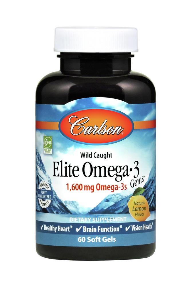 Carlson Labs, omgea 3 gems elite fish oil, 60 Softgels UPC 088395017162 | HiLife Vitamins