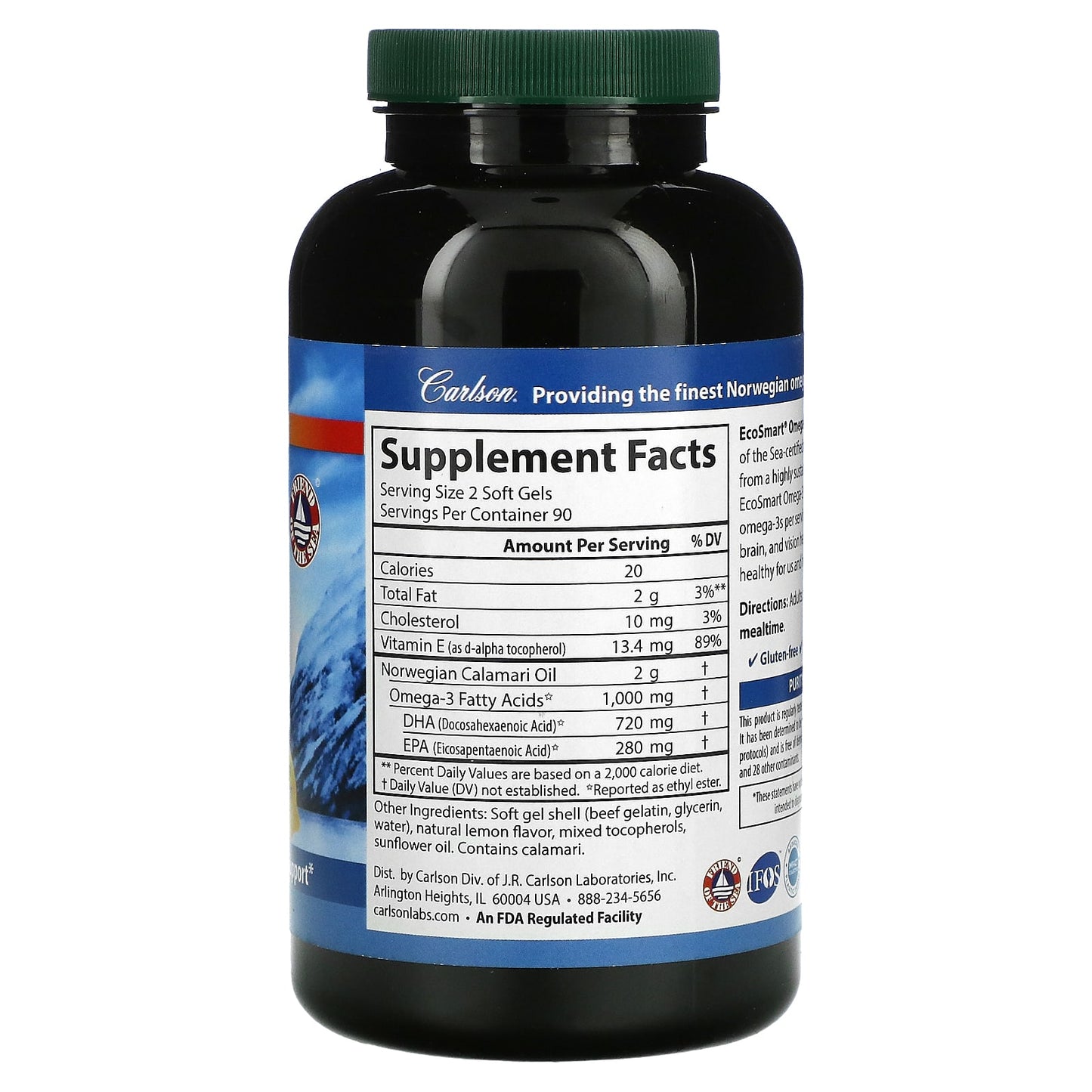 Carlson Labs, CalaOmega, 180 Softgels UPC 088395018022 | HiLife Vitamins