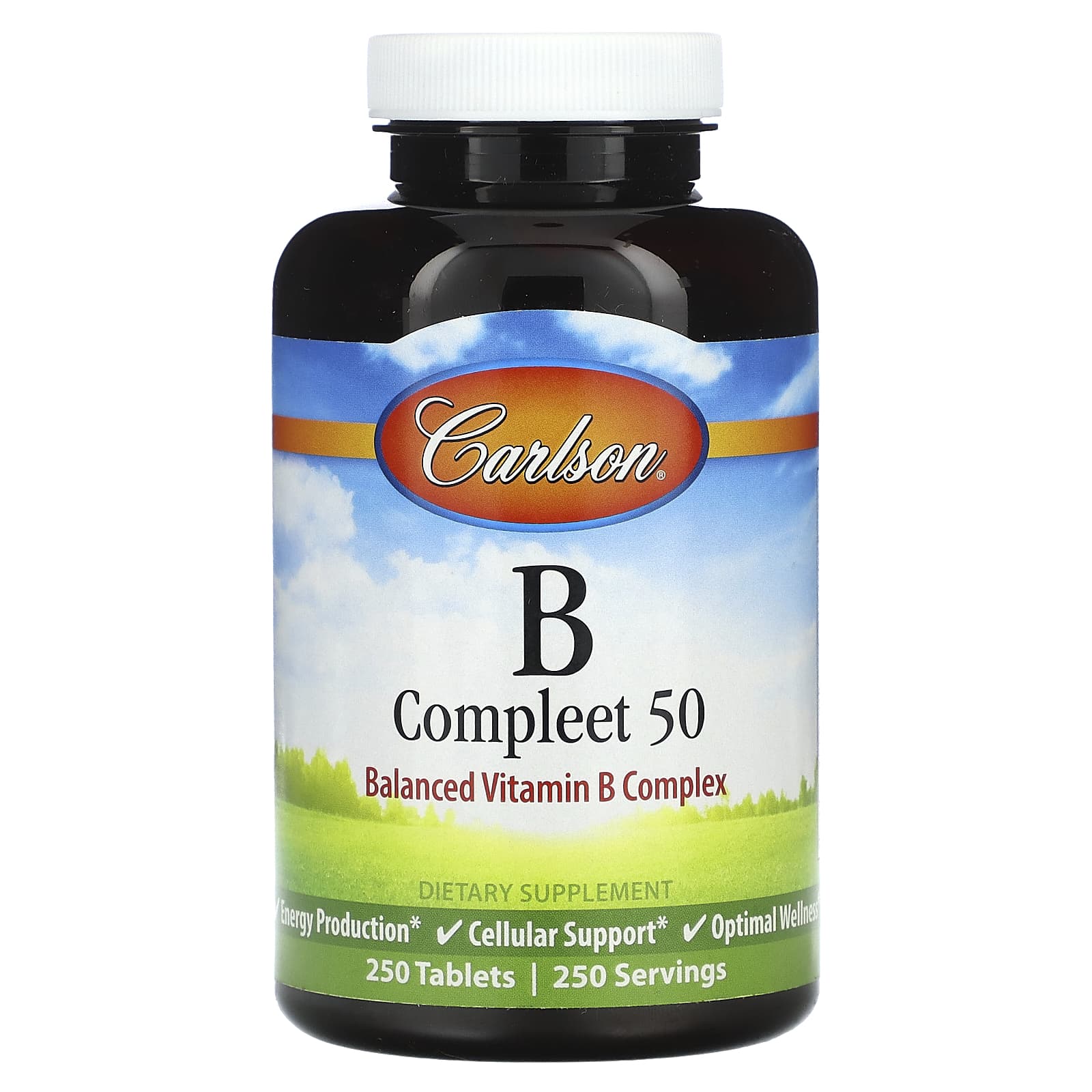Carlson Labs, B-Compleet-50, 250 Tablets UPC 088395020223 | HiLife Vitamins