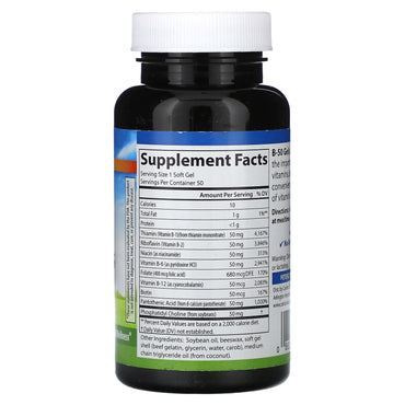 Carlson Labs, B-50 Gel, 50 Softgels UPC 088395020605 | HiLife Vitamins