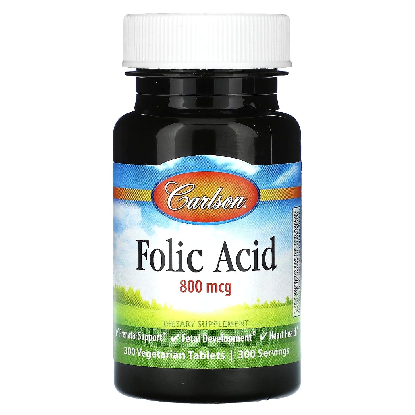 Carlson Labs, Folic Acid 800 mcg, 300 Tablets UPC 088395026638 | HiLife Vitamins