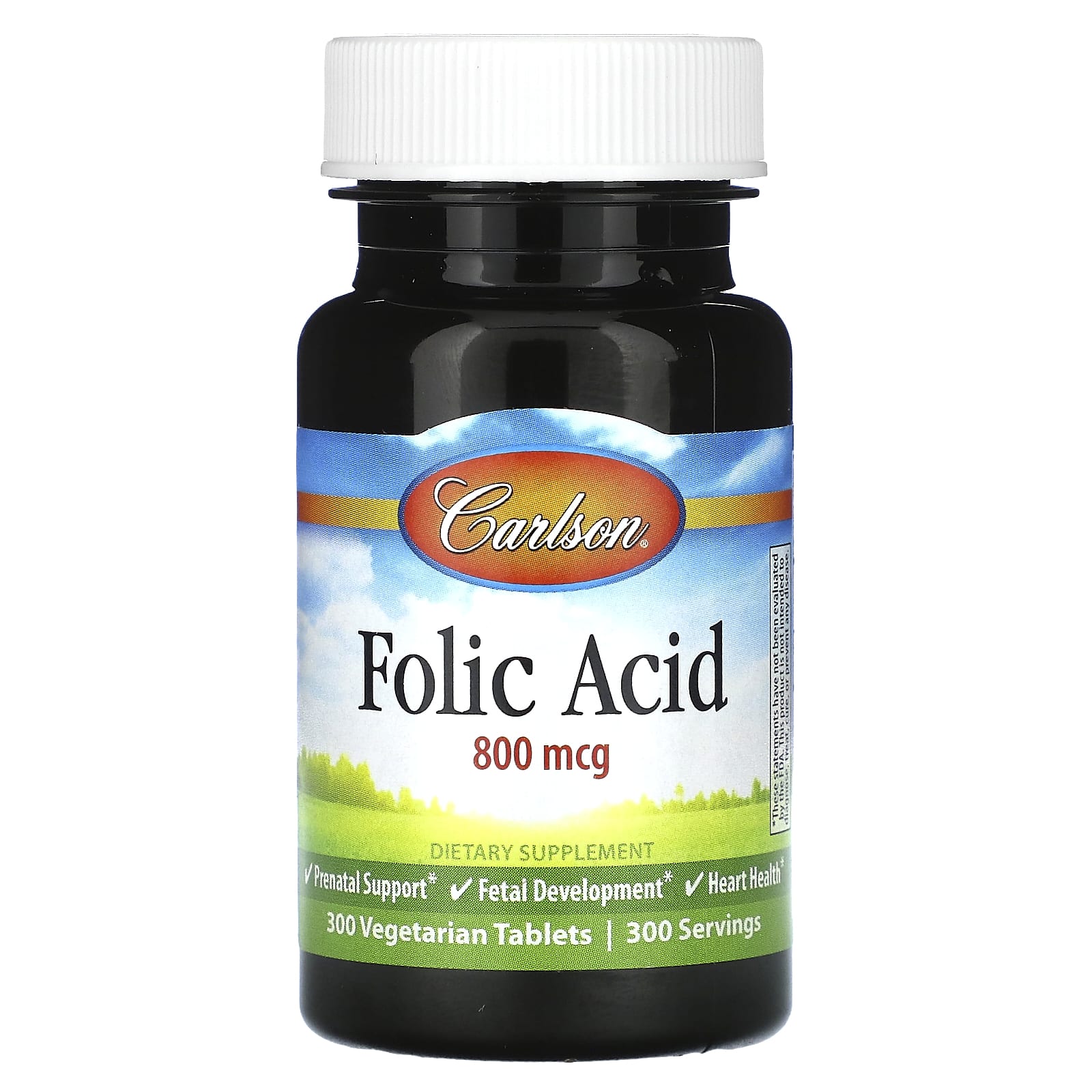 Carlson Labs, Folic Acid 800 mcg, 300 Tablets UPC 088395026638 | HiLife Vitamins