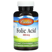 Carlson Labs, Folic Acid 800 mcg, 1000 Tablets UPC 088395026669 | HiLife Vitamins