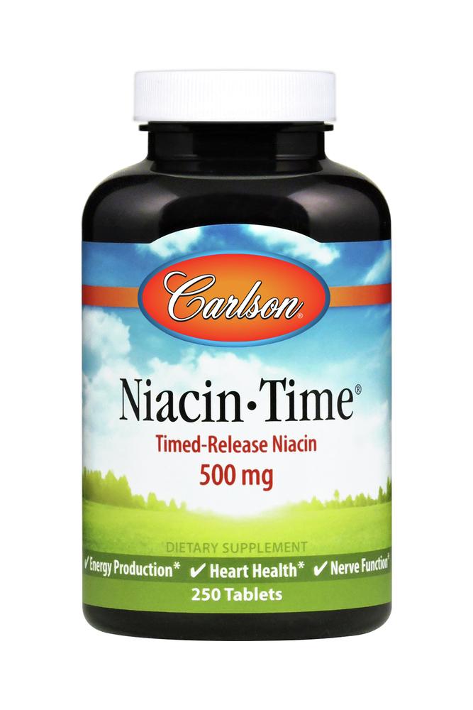 Carlson Labs, Niacin-Time 500mg, 250 Tablets - 088395027925 | Hilife Vitamins