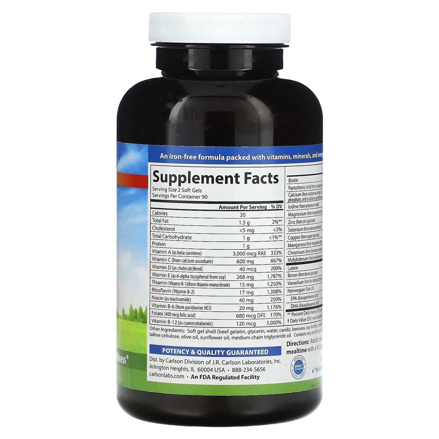 Carlson Labs, Super 2 Daily, 180 Softgels UPC 088395040528 | HiLife Vitamins