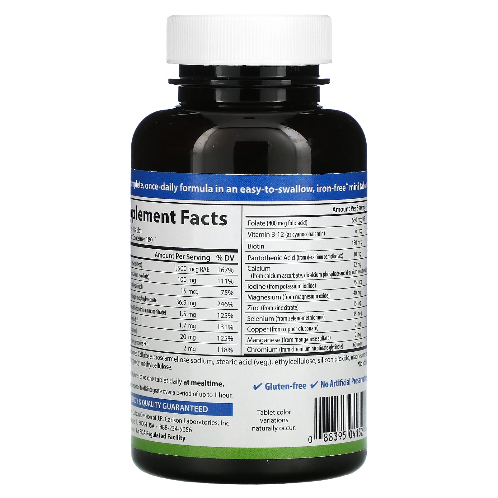 Carlson Labs, Mini-Multi, 180 Tablets UPC 088395041327 | HiLife Vitamins