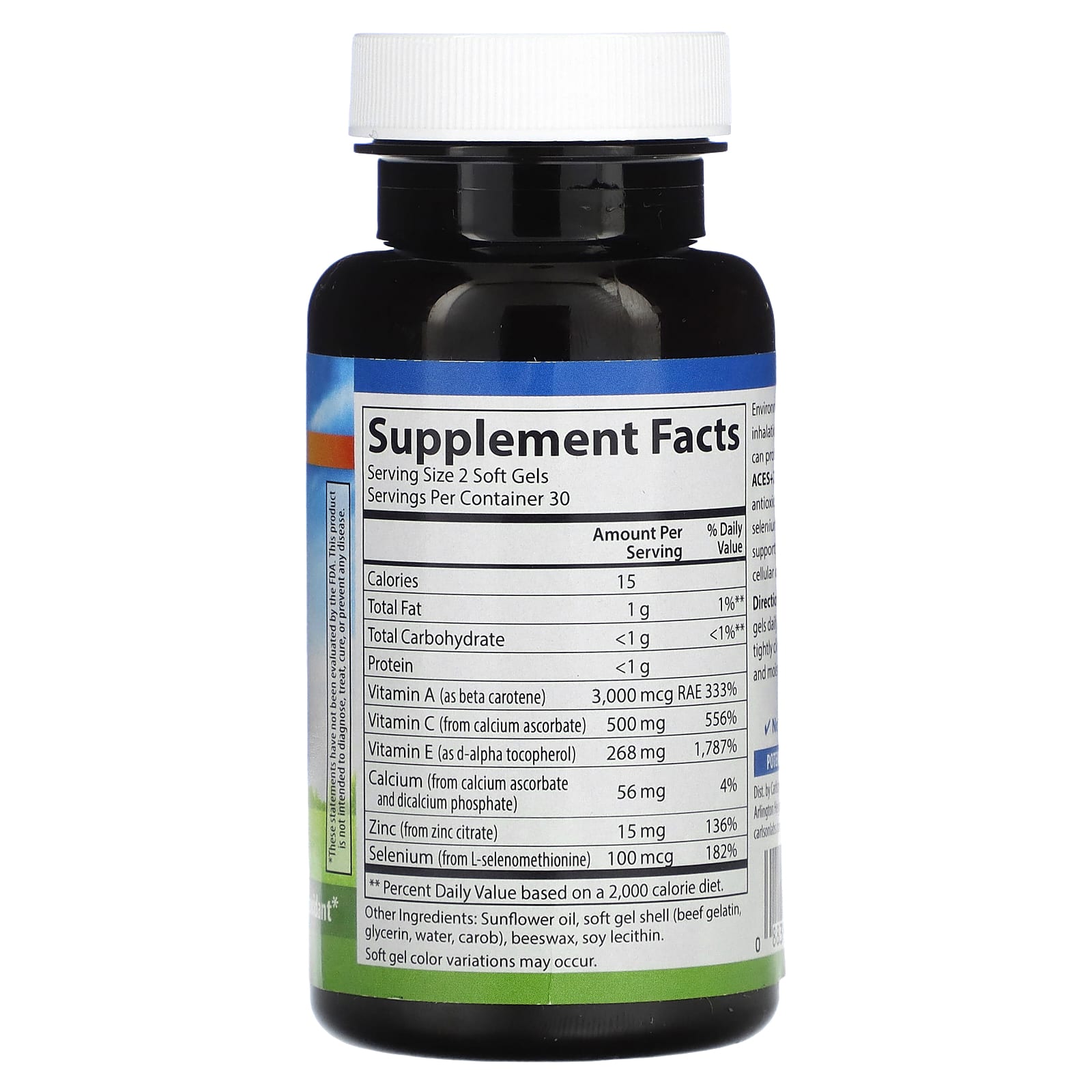 Carlson Labs, ACES + Zn, 60 Softgels UPC 088395044205 | HiLife Vitamins