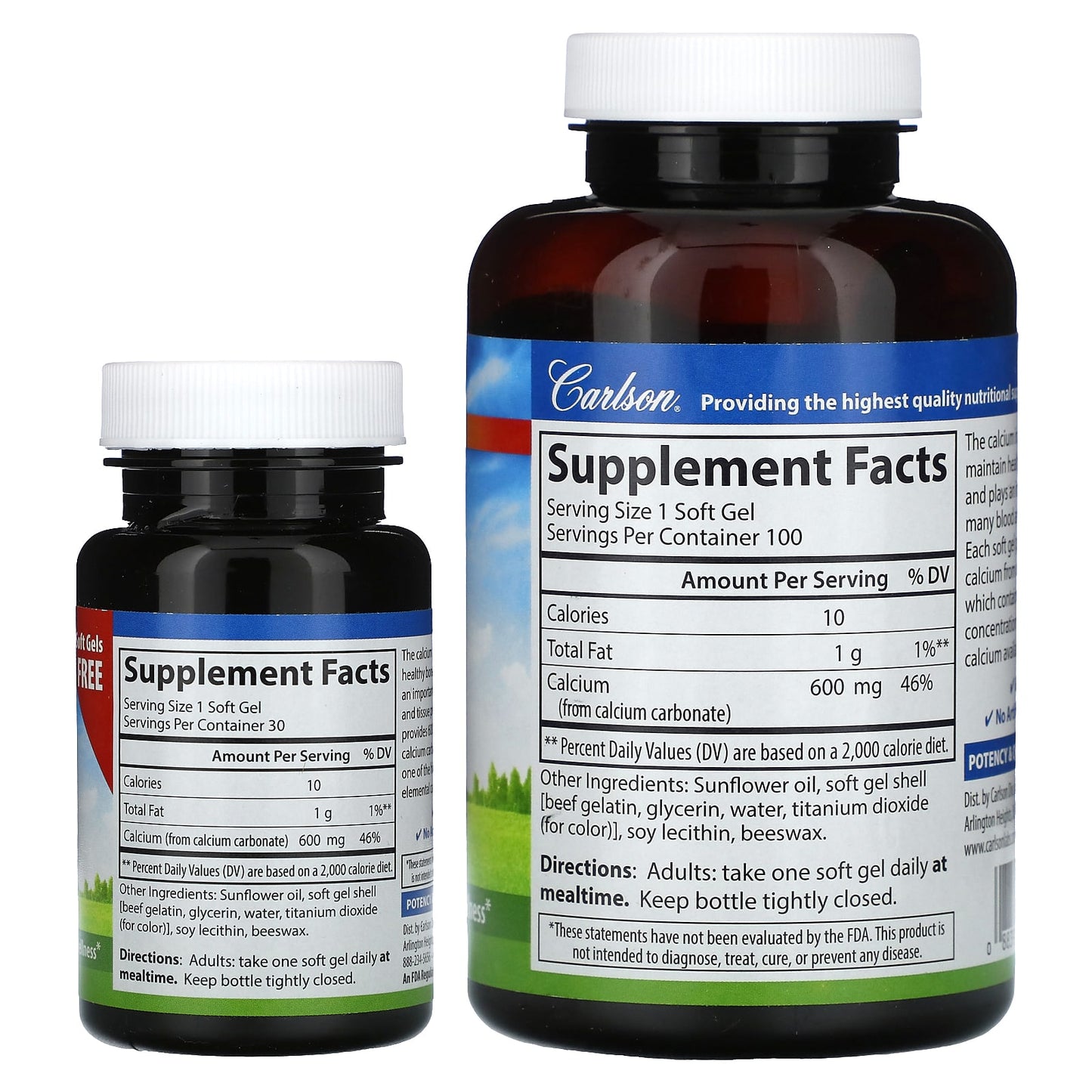 Carlson Labs, Liq Cal-600, 130 Softgels UPC 088395051548 | HiLife Vitamins