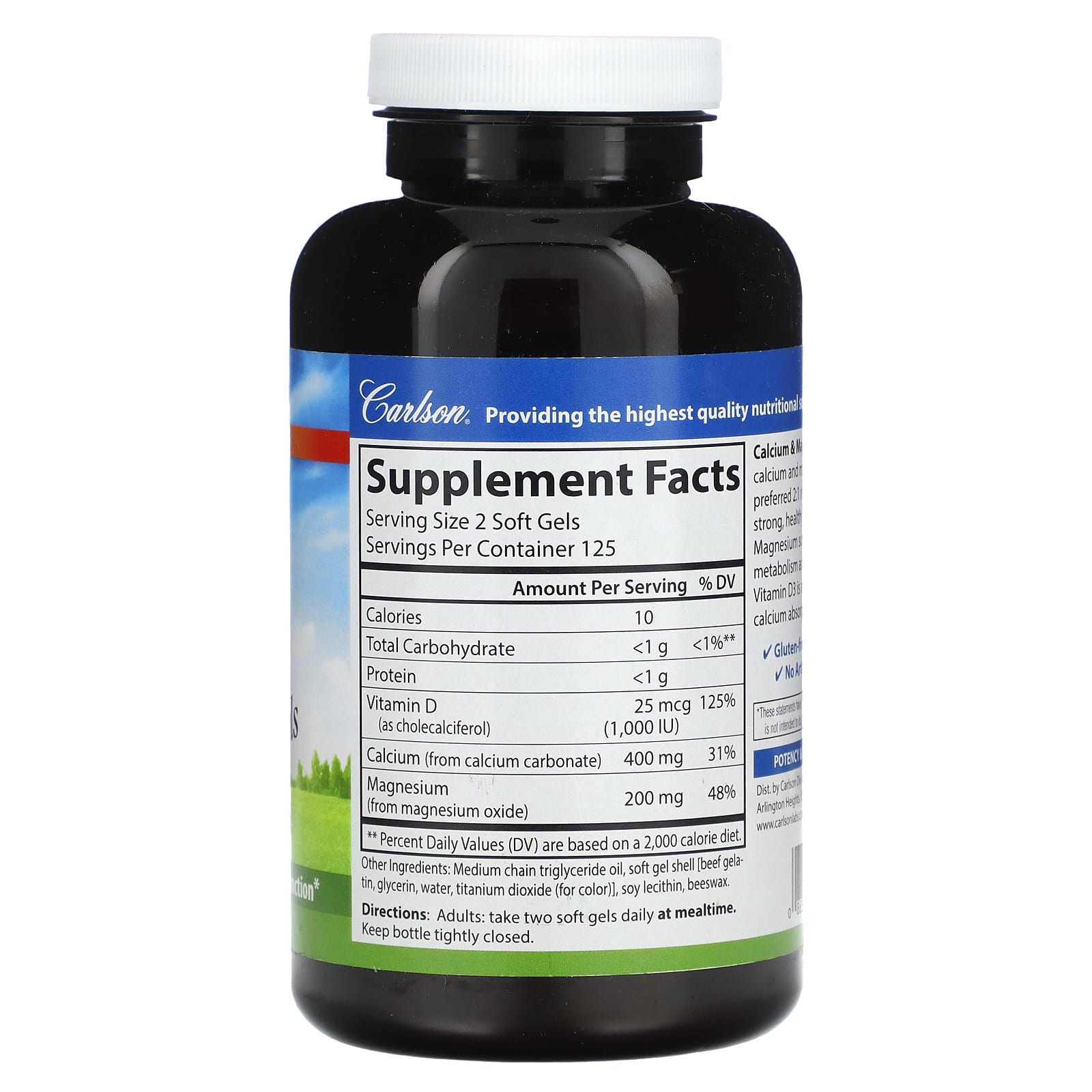 Carlson Labs, Liq Cal-Mag, 250 Softgels UPC 088395051722 | HiLife Vitamins