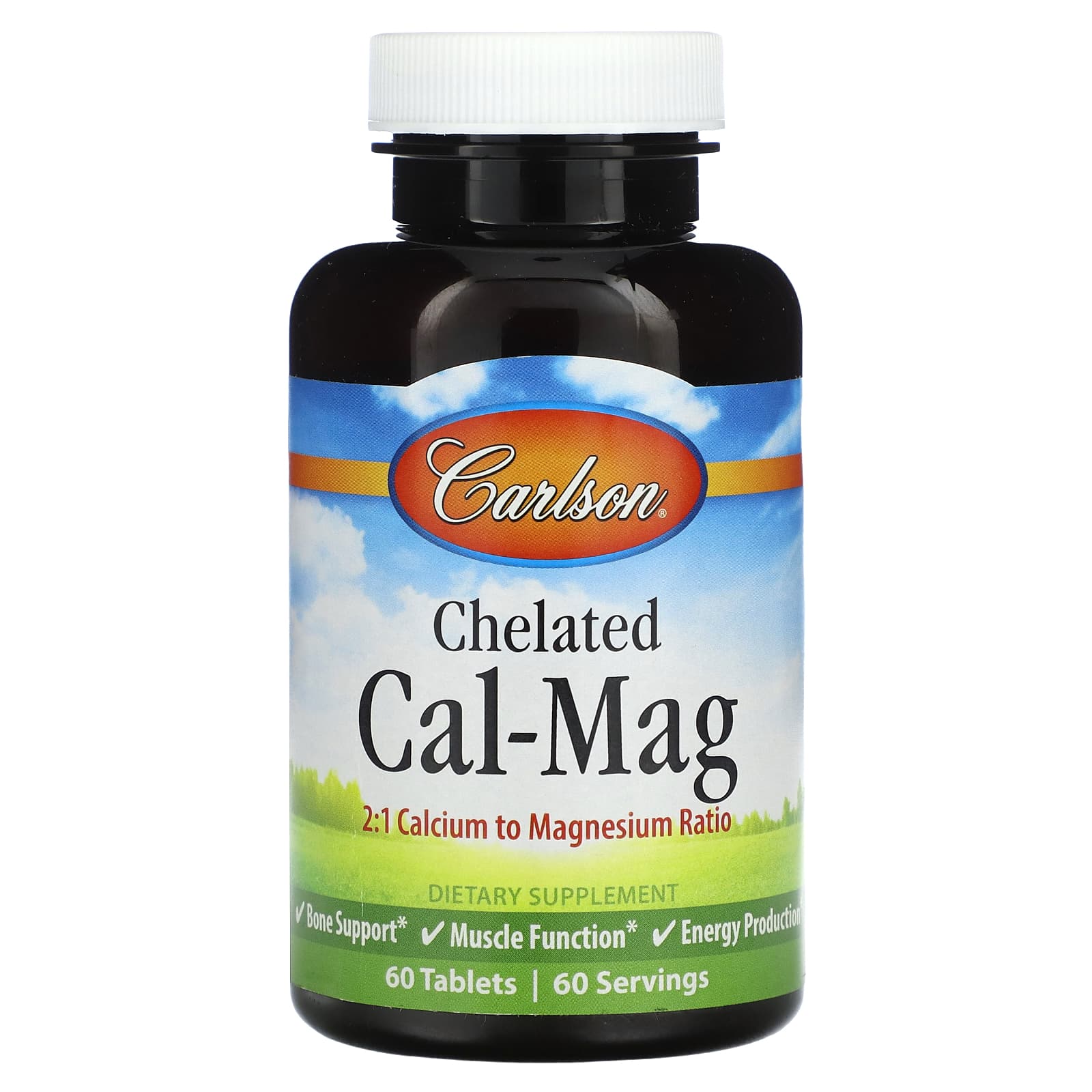 Carlson Labs, Chelated Cal-Mag Glycinate, 60 Tablets UPC 088395054709 | HiLife Vitamins