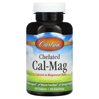 Carlson Labs, Chelated Cal-Mag Glycinate, 60 Tablets UPC 088395054709 | HiLife Vitamins