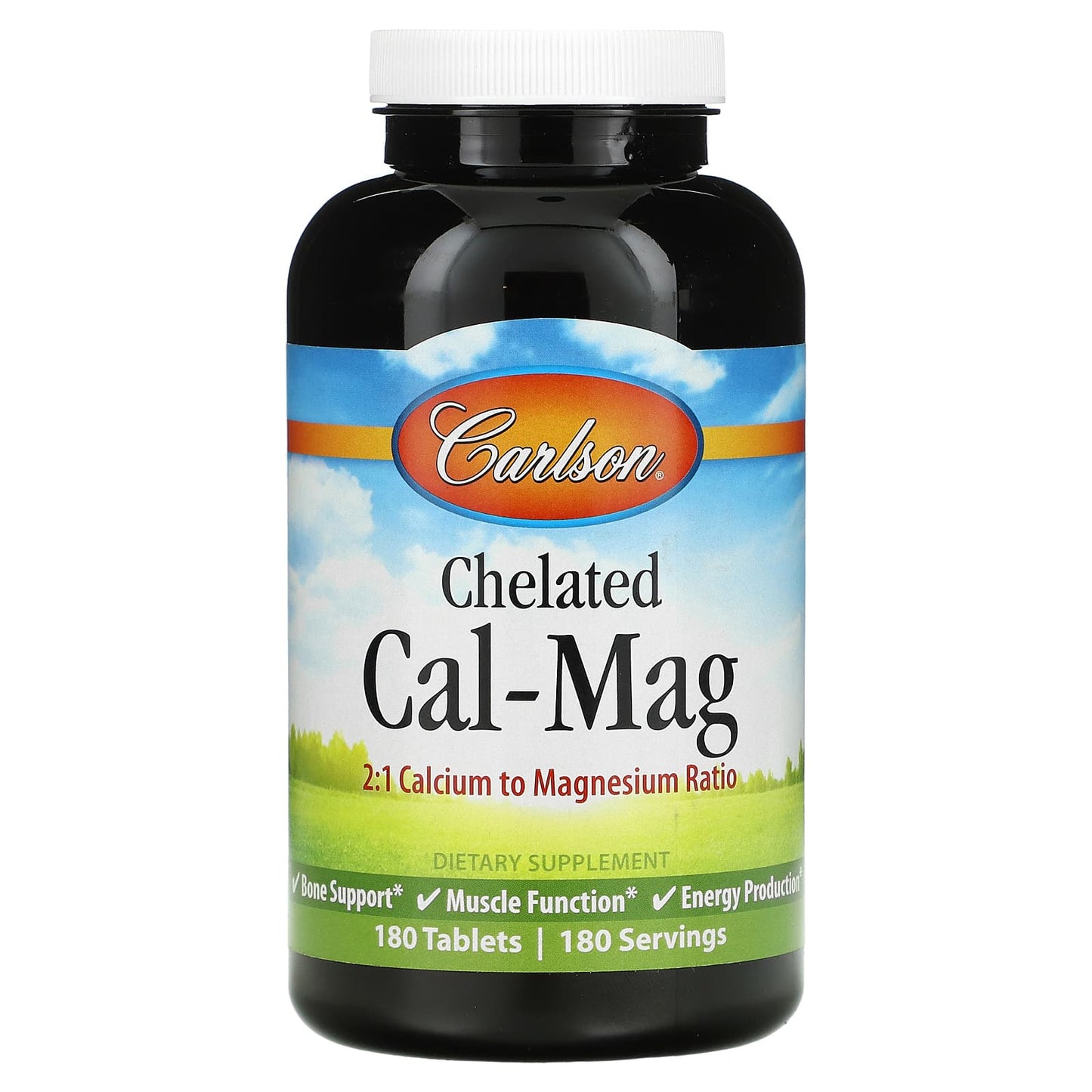 Carlson Labs, Chelated Cal-Mag Glycinate, 180 Tablets UPC 088395054723 | HiLife Vitamins