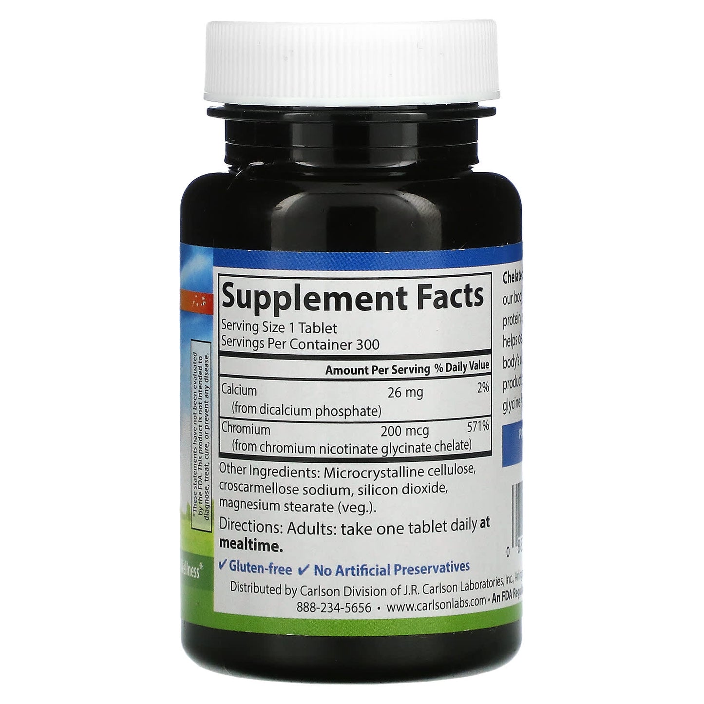Carlson Labs, Chromium 200 mcg, 300 Tablets UPC 088395055133 | HiLife Vitamins