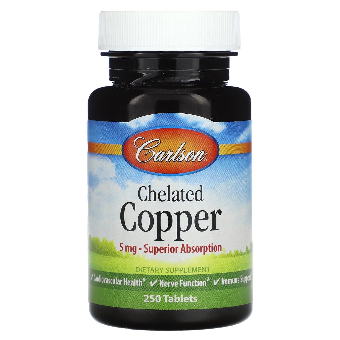 Carlson Labs, Chelated Copper 5mg, 250 Tablets UPC 088395055423 | HiLife Vitamins