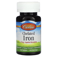 Carlson Labs, Chelated Iron, 100 Tablets UPC 088395055713 | HiLife Vitamins
