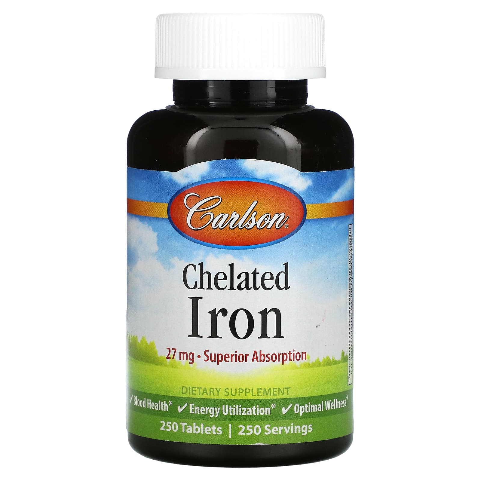 Carlson Labs, Chelated Iron, 250 Tablets UPC 088395055720 | HiLife Vitamins