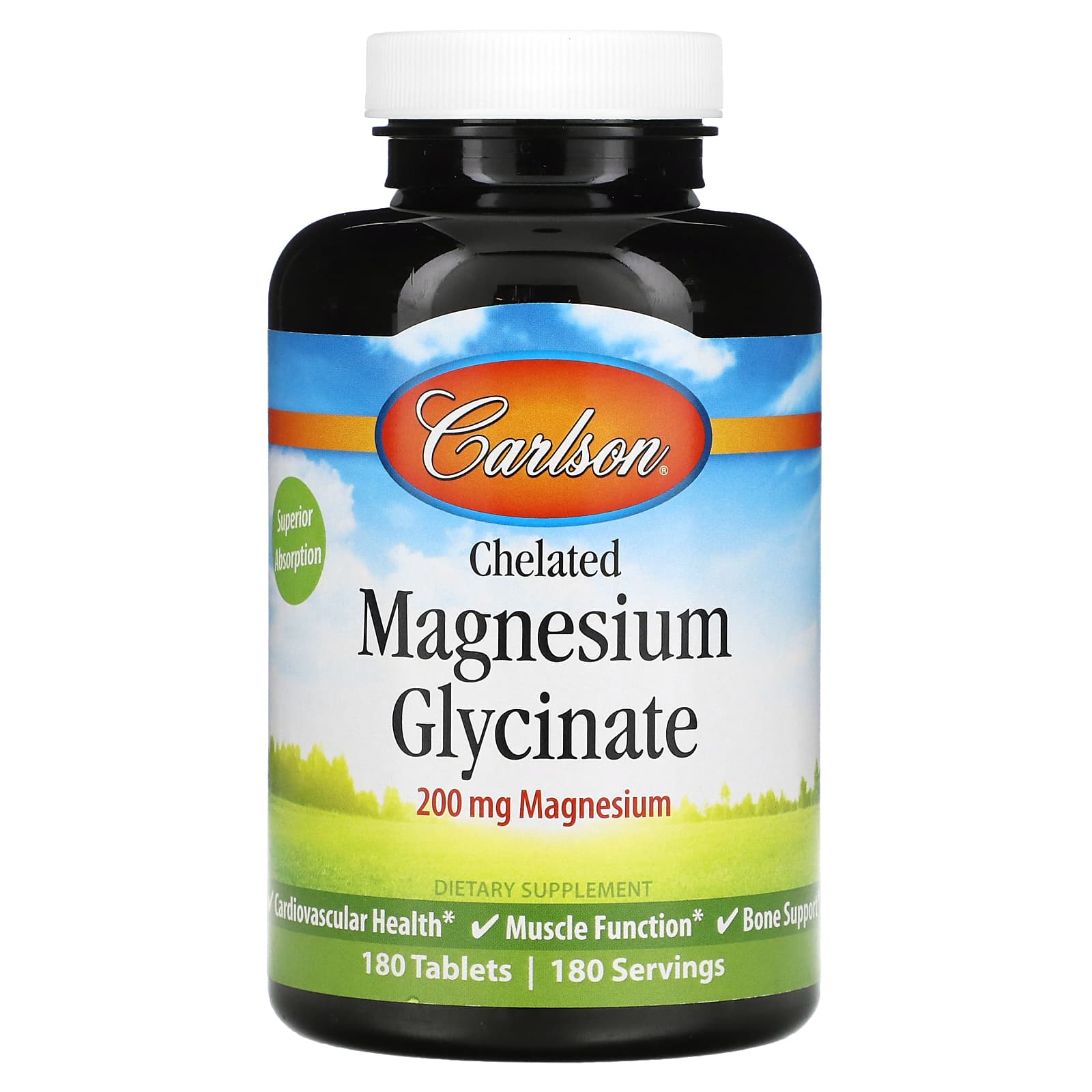 Carlson Labs, Chelated Magnesium, 200 mg, 180 Tablets UPC 088395056123 | HiLife Vitamins