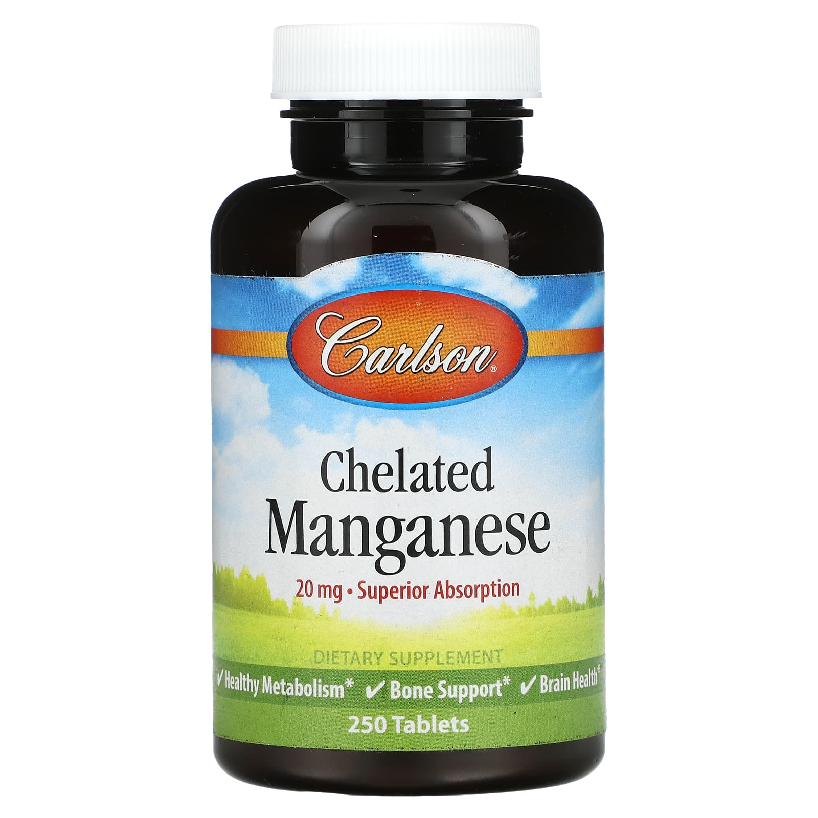 Carlson Labs, Chelated Manganese, 250 Tablets UPC 088395056321 | HiLife Vitamins
