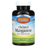Carlson Labs, Chelated Manganese, 250 Tablets UPC 088395056321 | HiLife Vitamins
