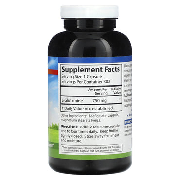 Carlson Labs, L-Glutamine 750mg, 300 Capsules UPC 088395068232 | HiLife Vitamins