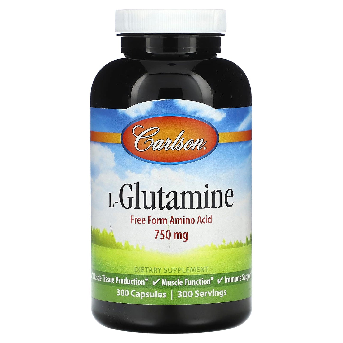 Carlson Labs, L-Glutamine 750mg, 300 Capsules UPC 088395068232 | HiLife Vitamins