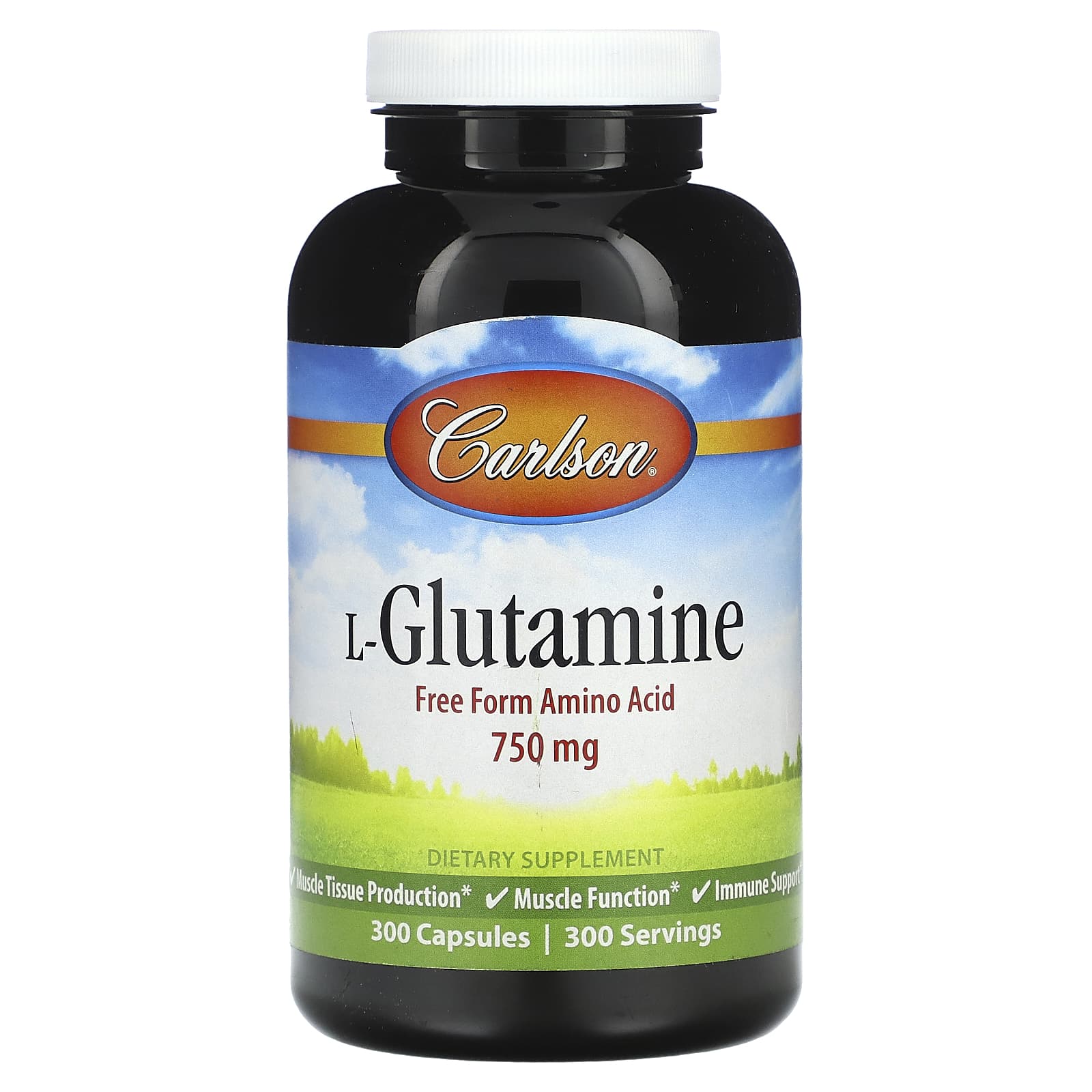 Carlson Labs, L-Glutamine 750mg, 300 Capsules UPC 088395068232 | HiLife Vitamins