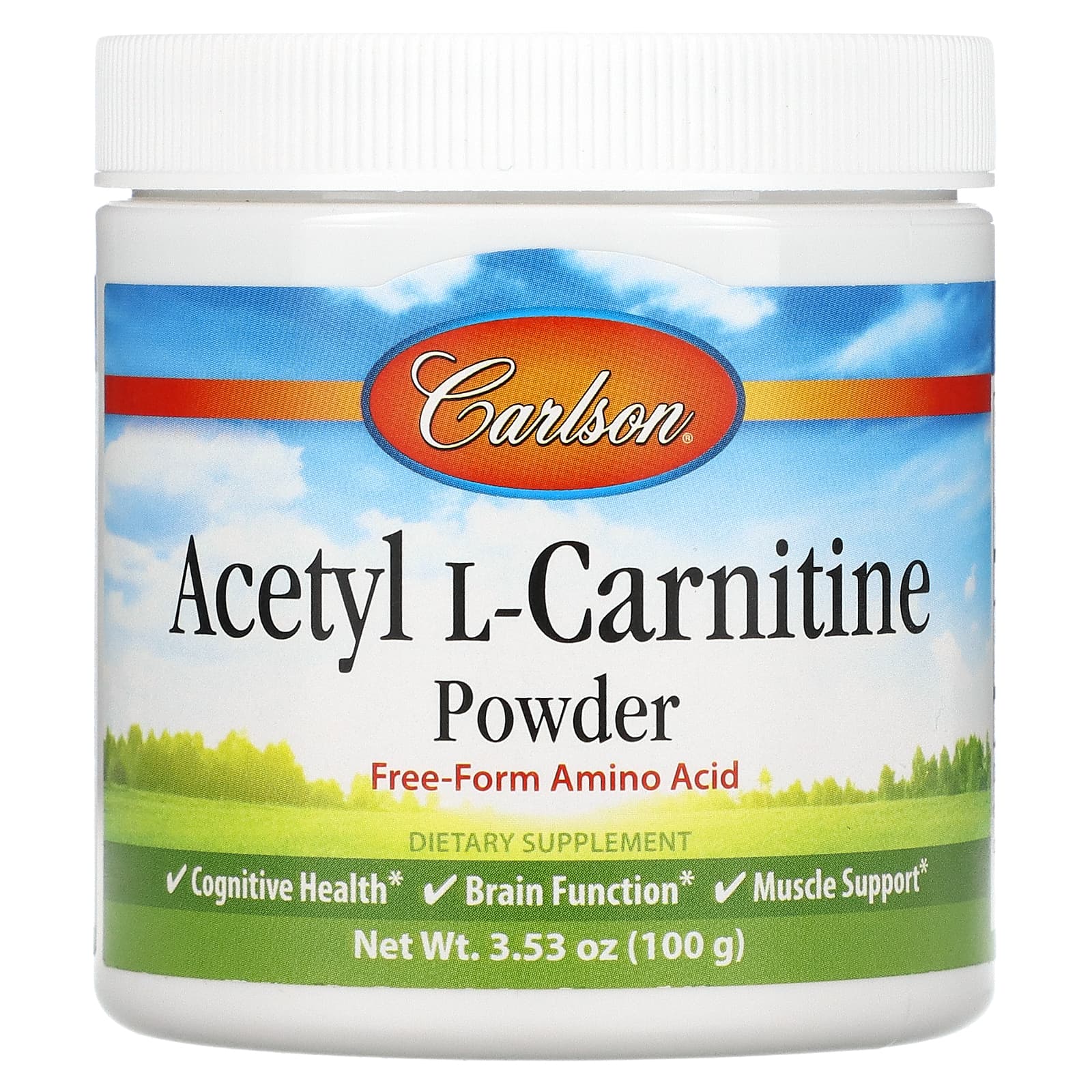 Carlson Labs, Acetyl L-Carnitine Powder, Free-Form Amino Acid, 3.53 oz (100g) UPC 088395079252 | HiLife Vitamins