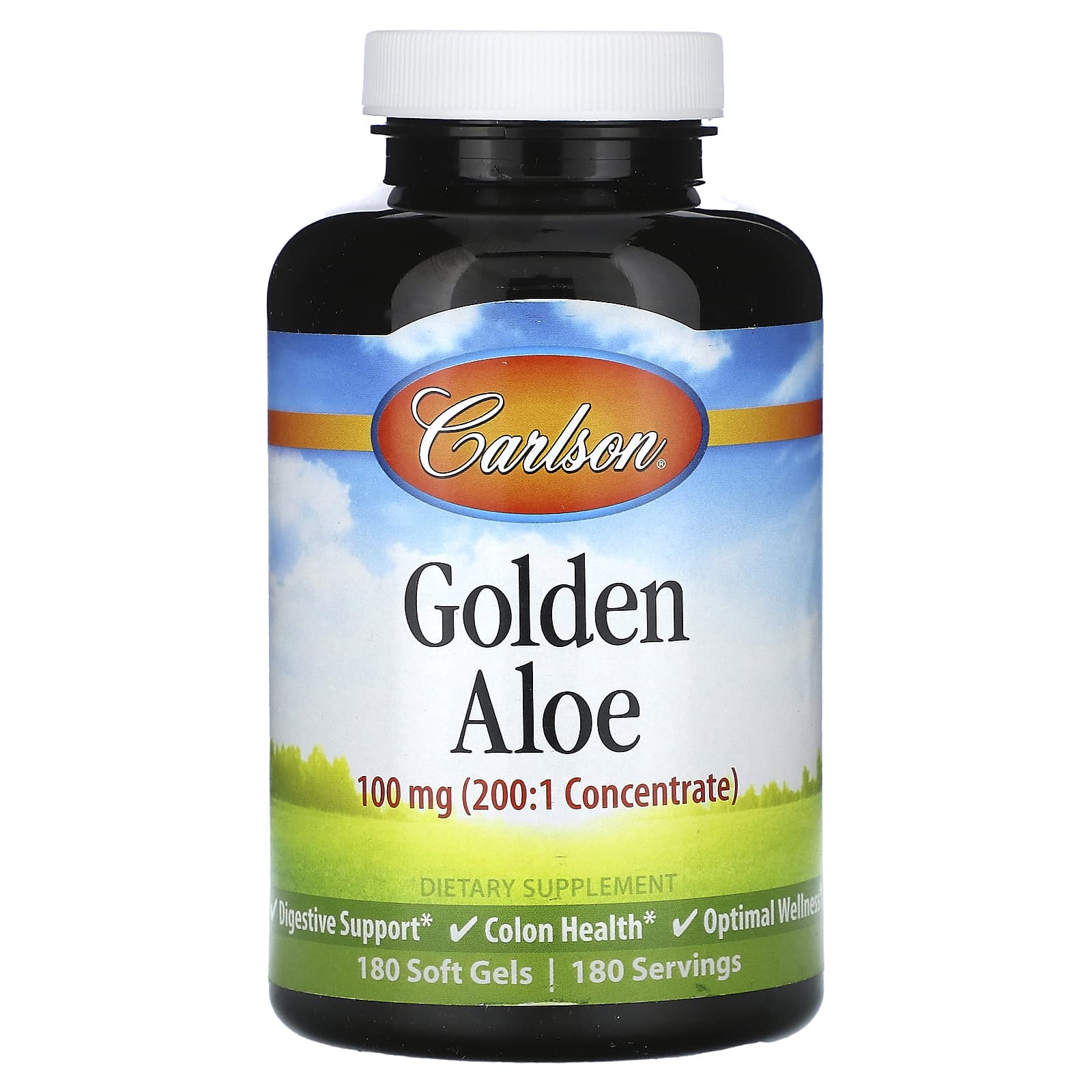 Carlson Labs, Golden Aloe 100 mg, 180 Softgels UPC 088395080524 | HiLife Vitamins