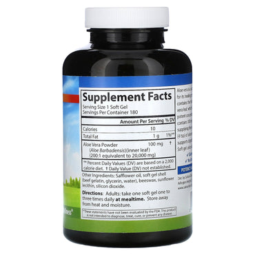 Carlson Labs, Golden Aloe 100 mg, 180 Softgels UPC 088395080524 | HiLife Vitamins
