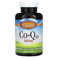 Carlson Labs, Co-Q-10 200mg, 90 Softgels UPC 088395082511 | HiLife Vitamins