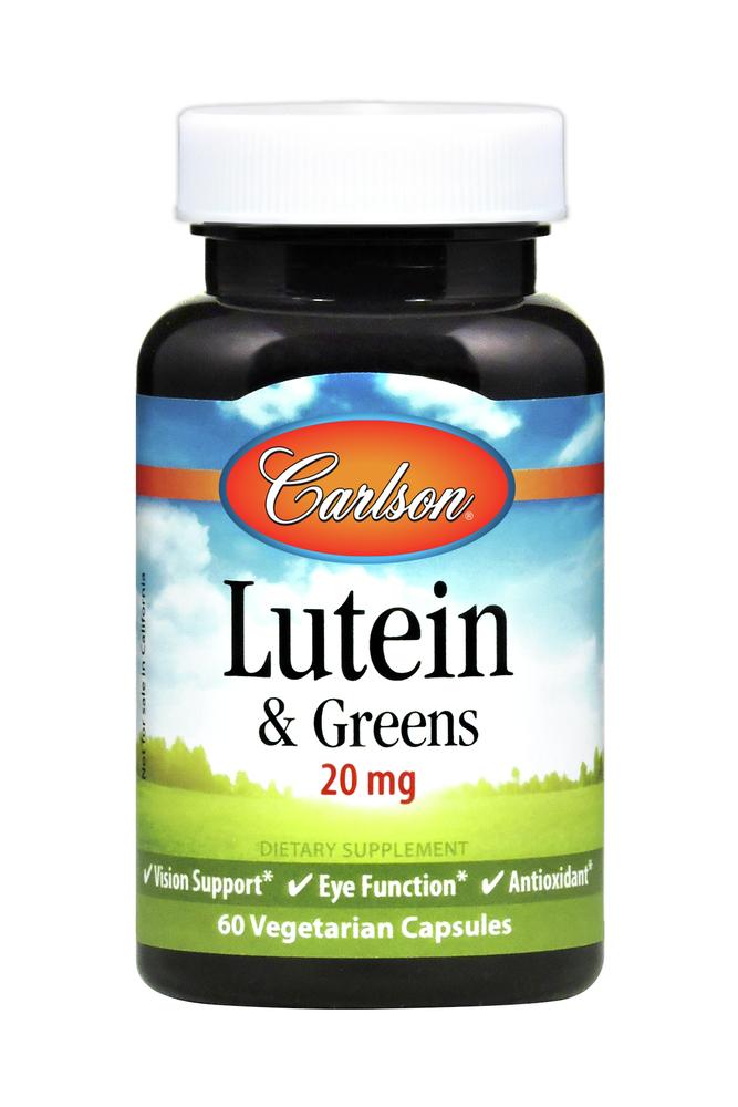 Carlson Labs, Lutein & Greens 20 mg, 60 Vegetarian Capsules - 088395086663 | Hilife Vitamins