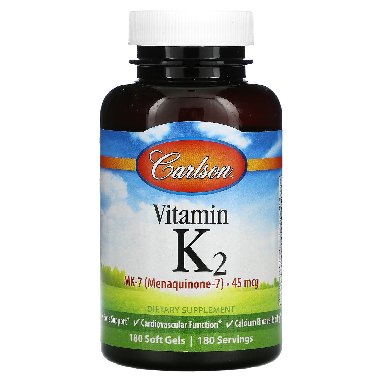 Carlson Labs, K2-7 45 mcg, 180 Softgels UPC 088395101205 | HiLife Vitamins
