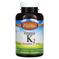 Carlson Labs, K2-7 45 mcg, 180 Softgels UPC 088395101205 | HiLife Vitamins
