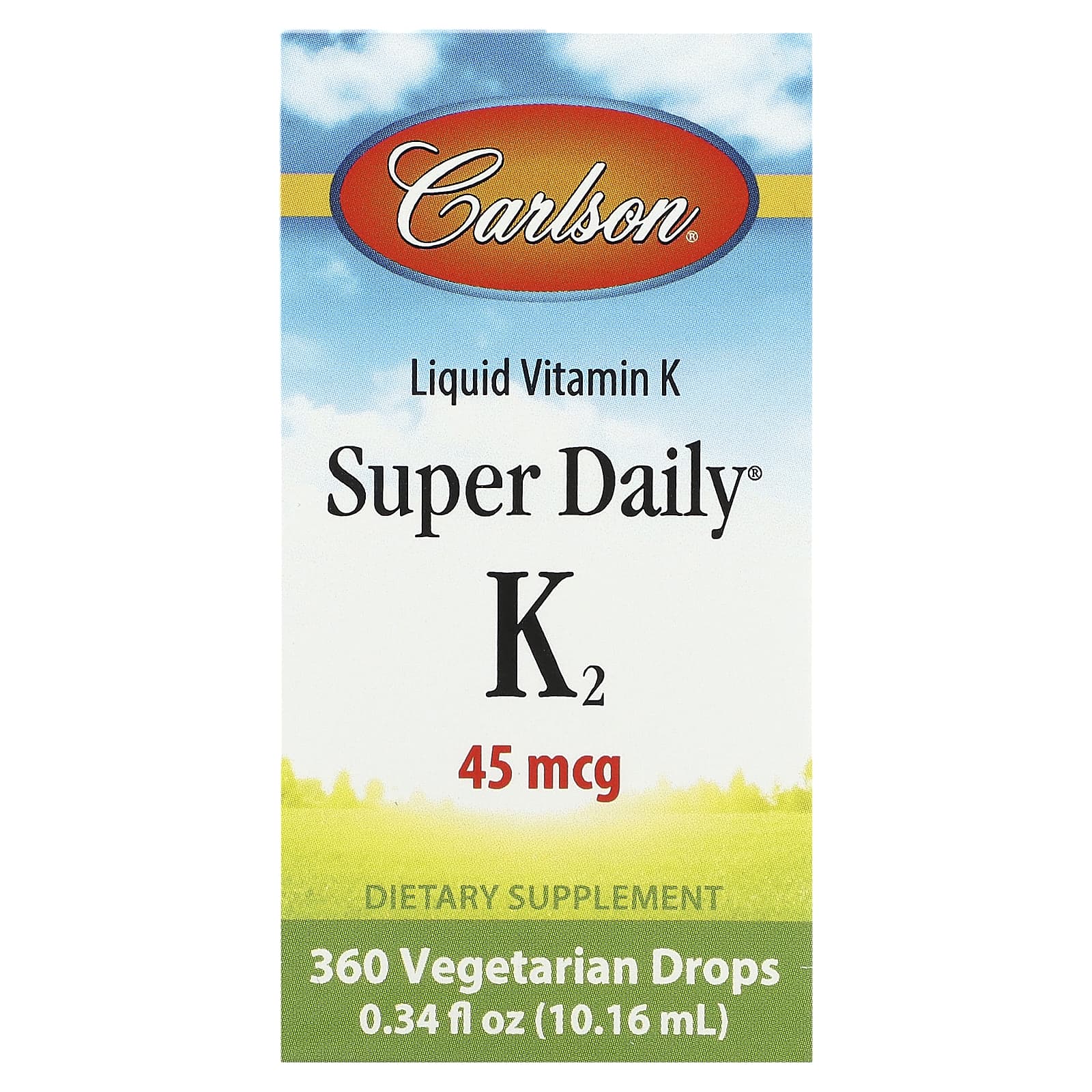 Carlson Labs, Super Daily K-2 Drops, .34 Fl. Oz UPC 088395103001 | HiLife Vitamins