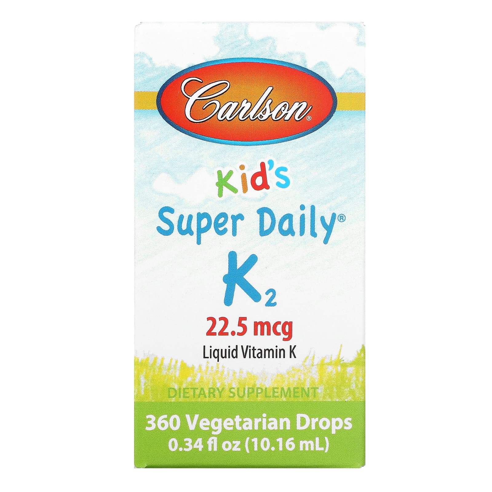 Carlson Labs, Super Daily K-2 Drops For Kids, 360 drops UPC 088395103308 | HiLife Vitamins
